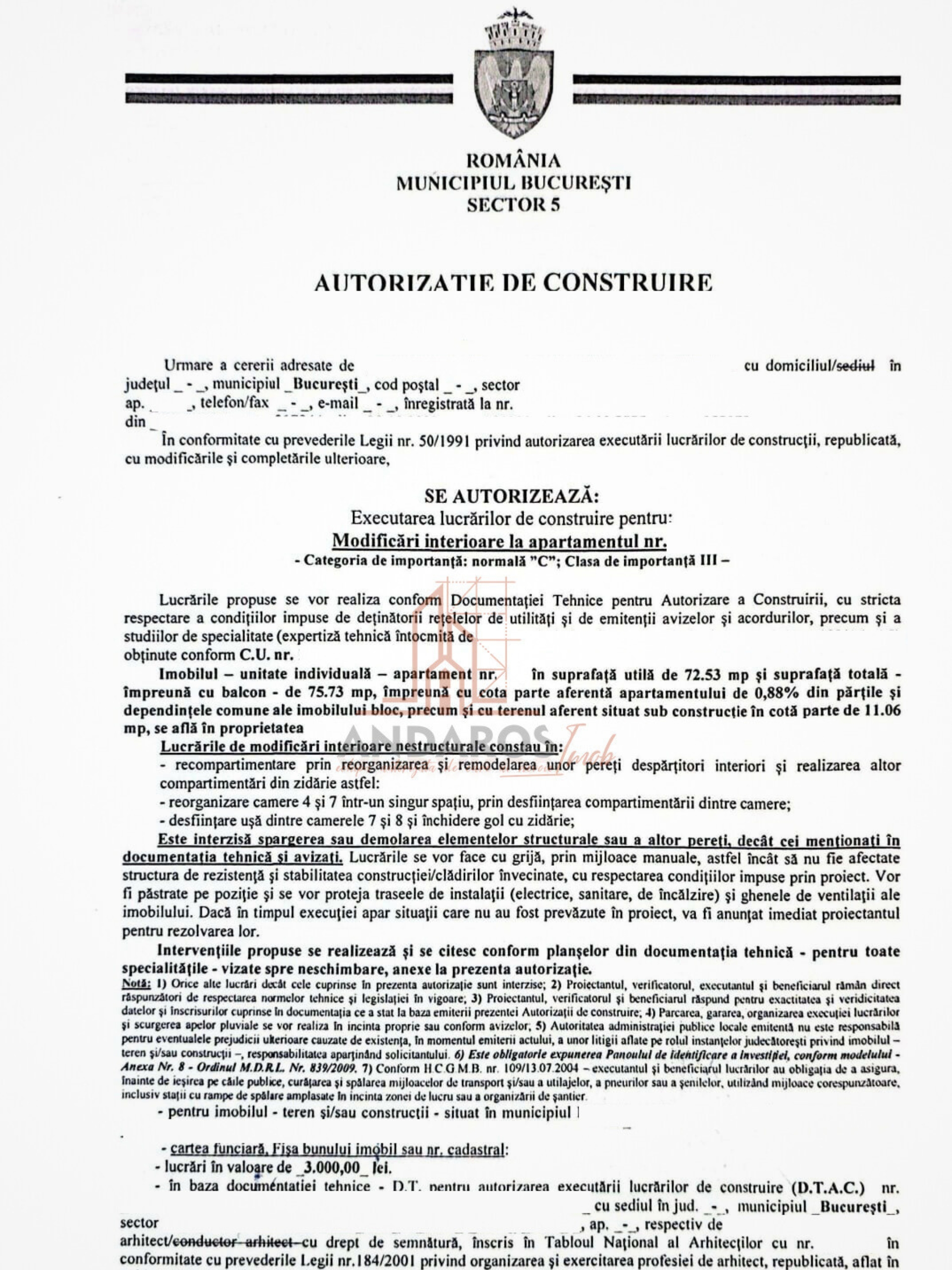 model autorizatie de constructie